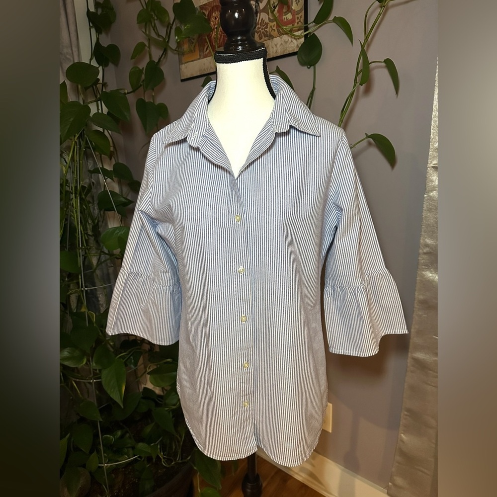 Dip Blue 3/4 Sleeve Button Down Shirt